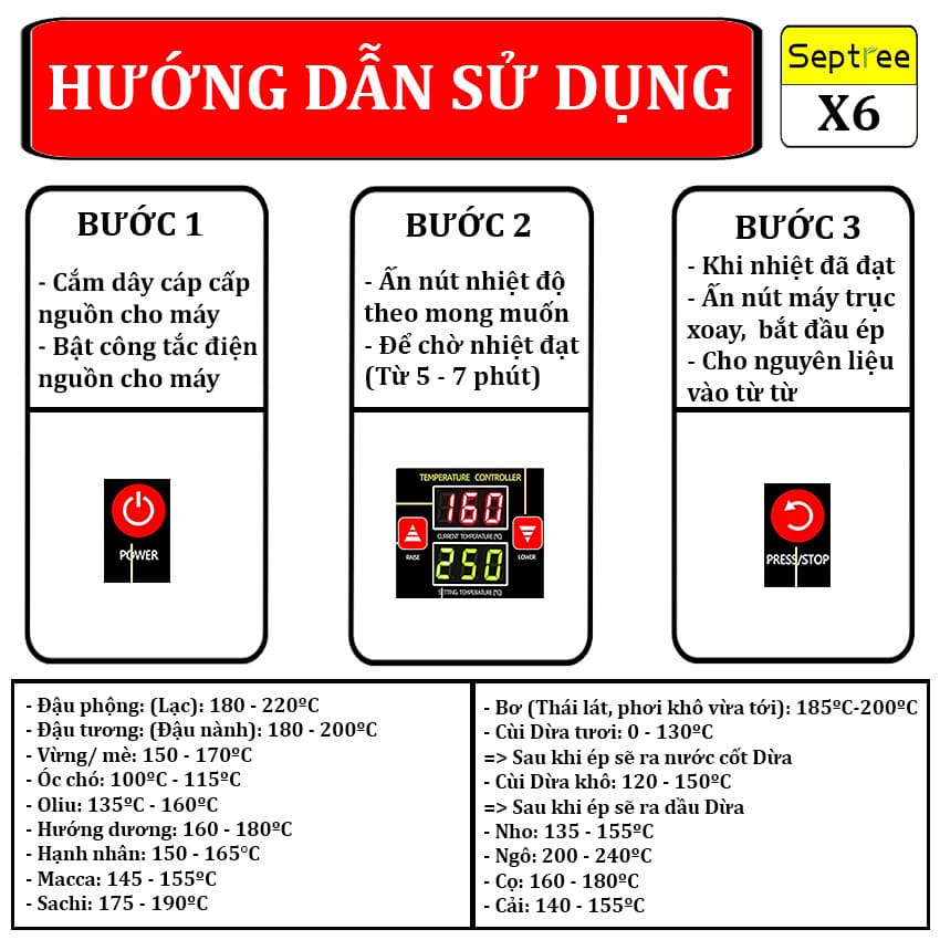 Máy ép dầu ăn thực vật dùng trong gia đình thương hiệu Mỹ cao cấp Septree X6 - Công suất 1150W - Hàng chính hãng (BH 1 NĂM)