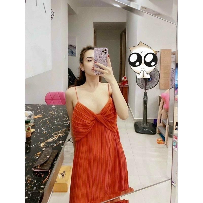 Đầm maxi hai dây nhỏ dập ly xoắn ngực siêu đẹp bkfrreship