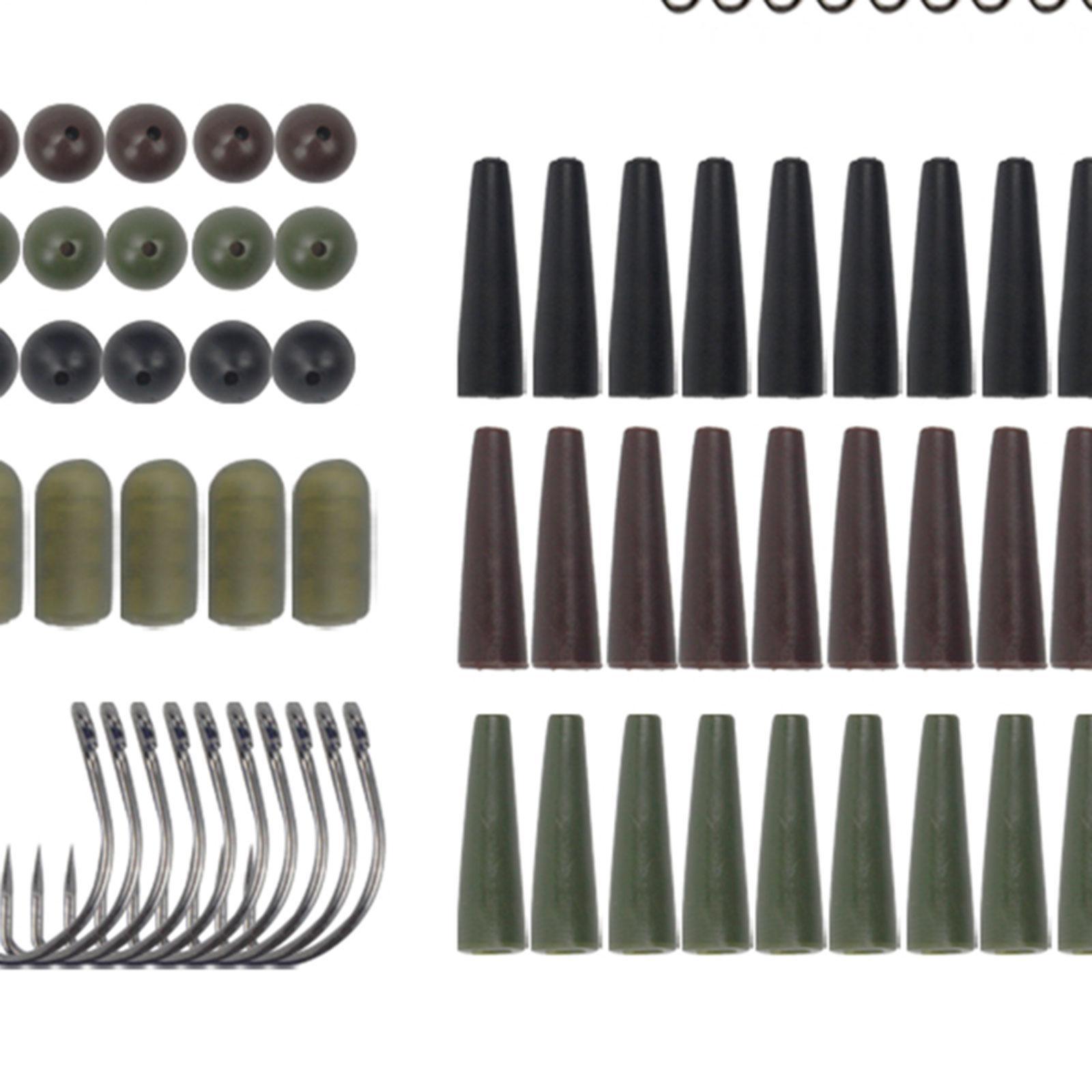 Carp Fishing Kit with Storage Box, Link Swivel Quick Change, Tail Rubber, Swivel Sleeves ,Hooks ,Freshwater Saltwater Gear Coarse Fishing