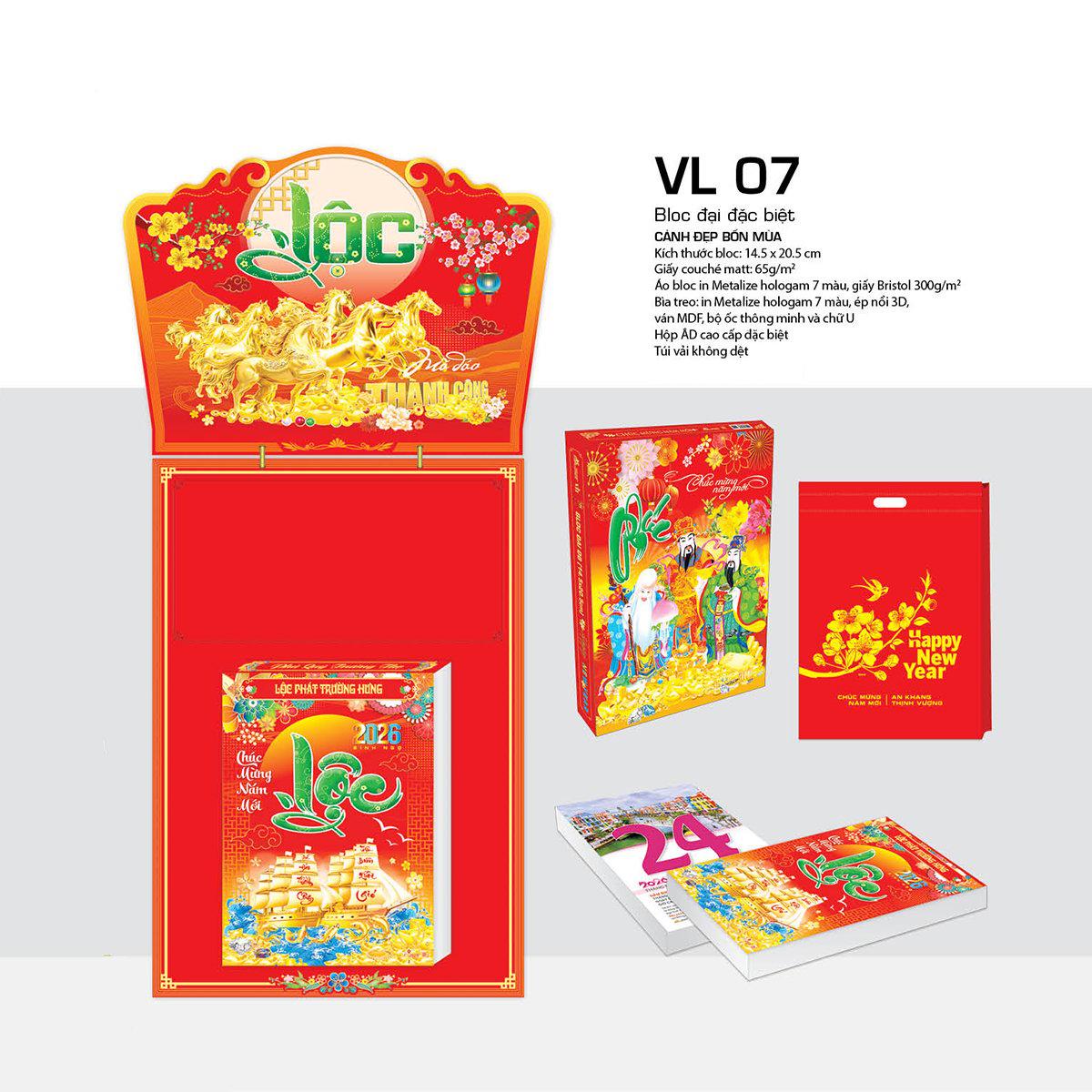 Lịch Bloc Đại Đặc Biệt 2026 - Chủ Đề Cảnh Đẹp Bốn Mùa - Văn Lang VL07