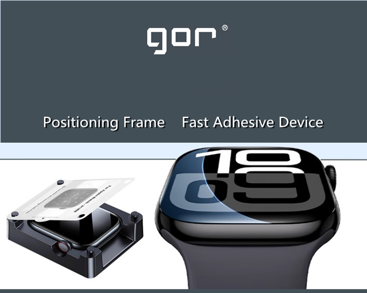 Miếng dán TPU có khung hỗ trợ dán bảo vệ màn hình GOR cho Apple Watch Series 11 / 10 Size 42mm &amp; 46mm - Hàng Chính Hãng