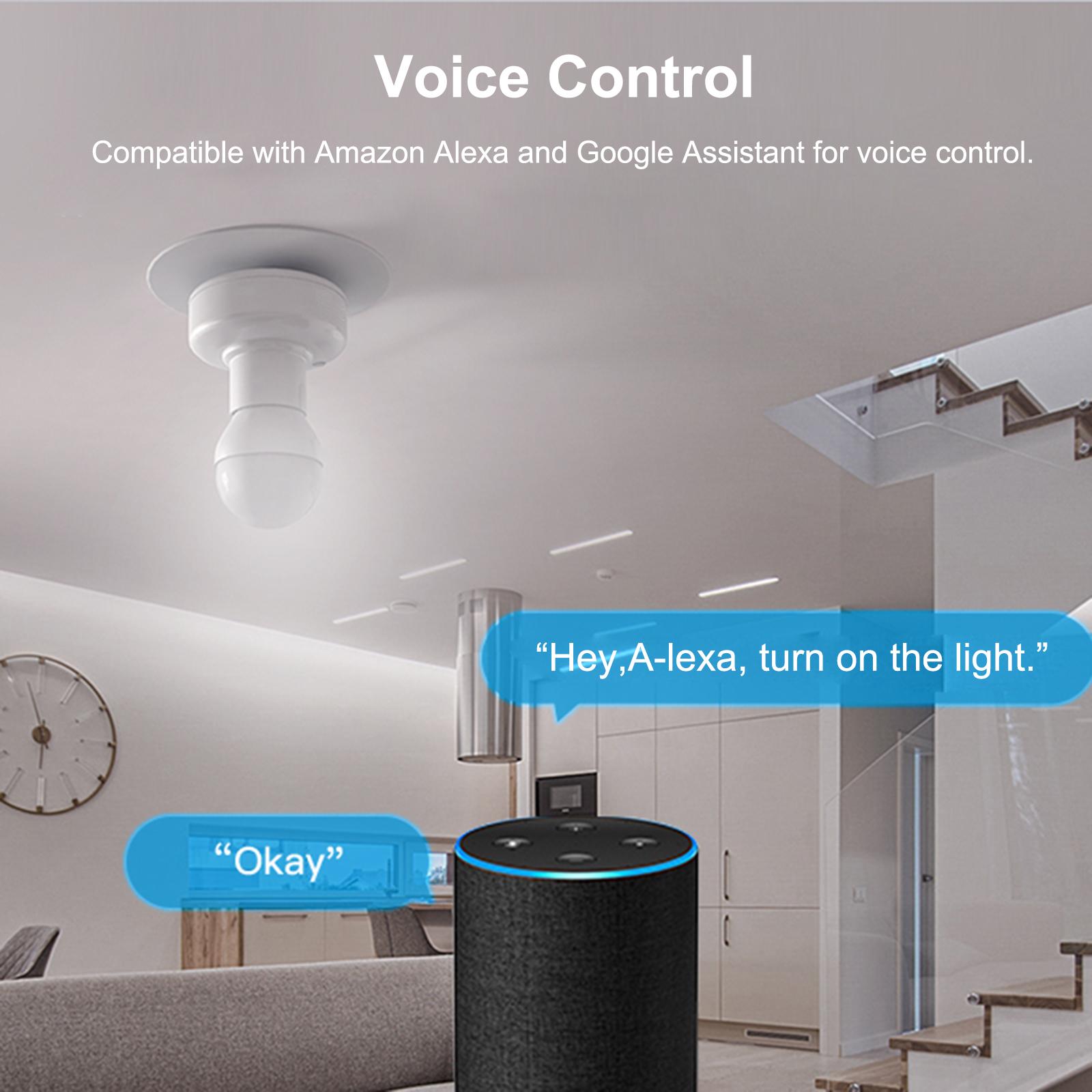 Tuya Smart Slampher WiFi Smart Light Bulb Holder E27 Wireless Lamp Holder Real Timer for Smart Home Compatible with Amazon Alexa and for Google Home