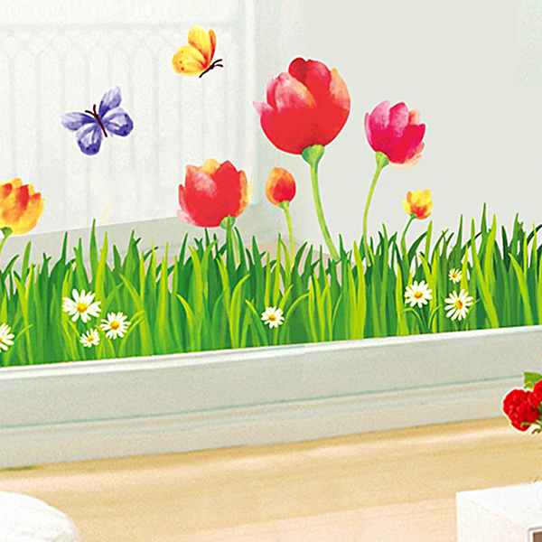 Decal Dán Tường Chân Tường Hoa Tulip Binbin CT08 (120 x 65 cm)