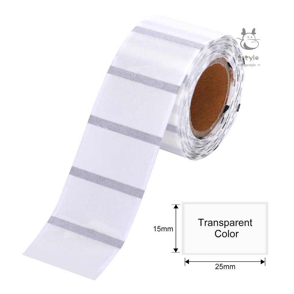 Giấy in tem dán TRONG SUỐT CHỮ ĐEN 25x15mm chống thấm nước dành cho máy in tem cầm tay DP23, DP30, B21