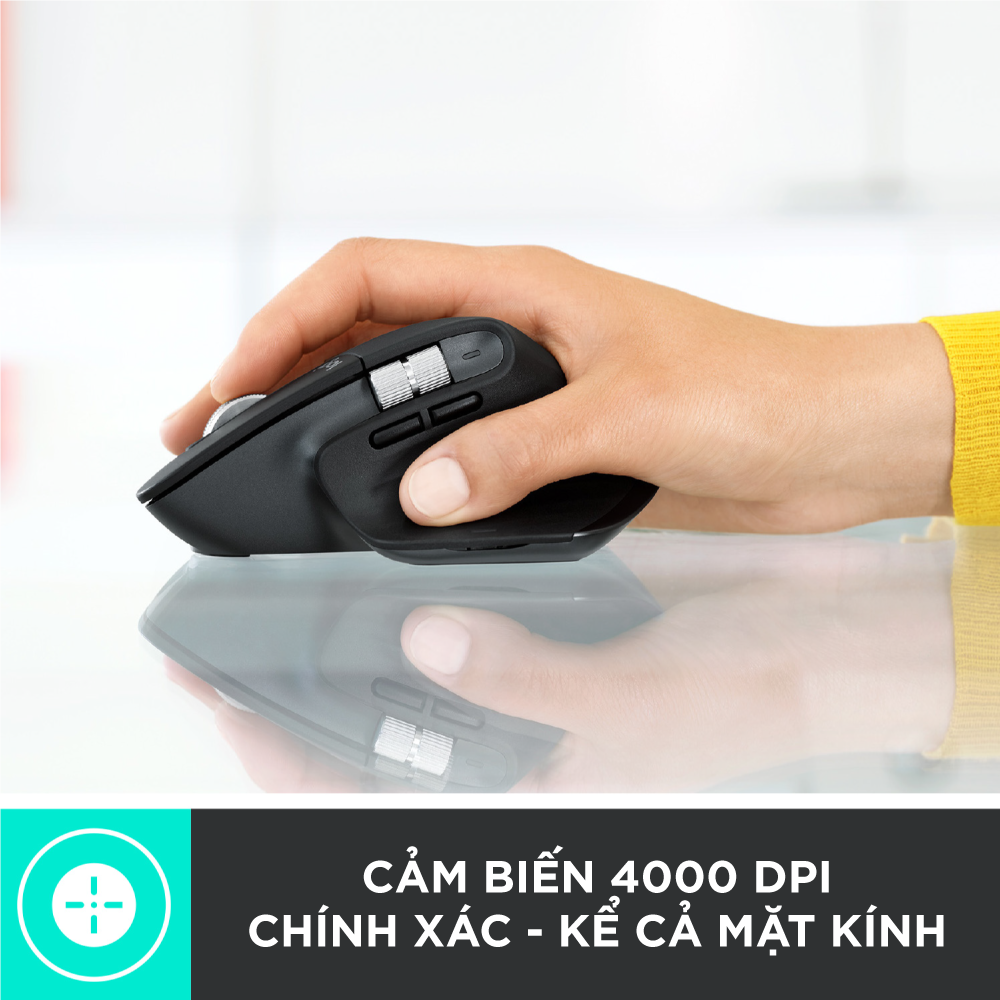 Chuột không dây Bluetooth Logitech MX Master 3 - form to, kết nối 3 thiết bị, cuộn siêu nhanh, sạc nhanh USB-C, có bản cho Mac - Hàng chính hãng