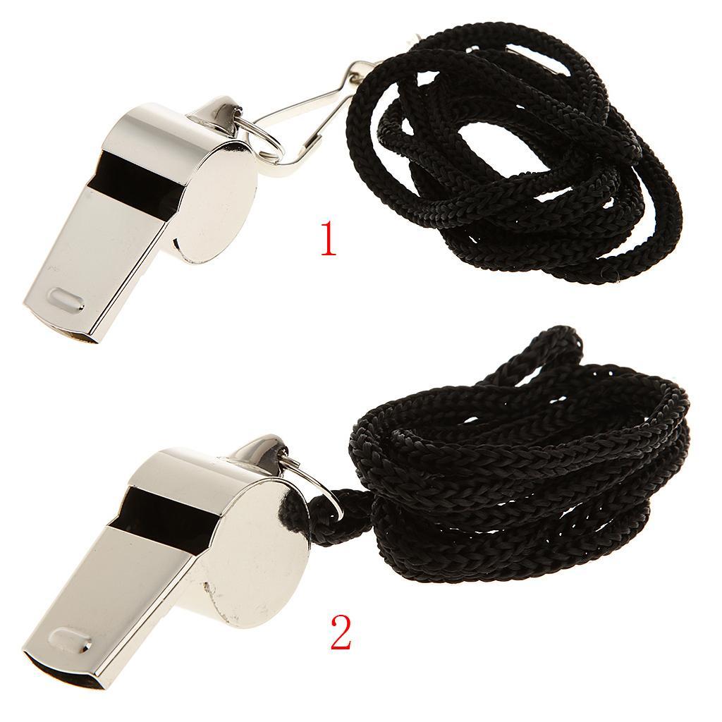 Metal Referee Whistle with Black Lanyard for Training Emergency Survival