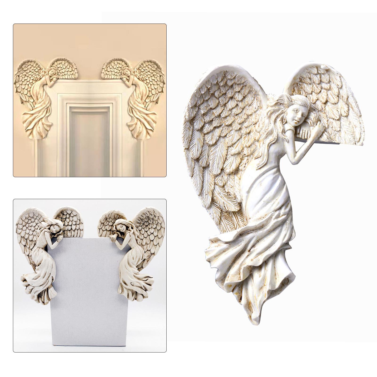 Angel Wings Wall Decoration, Antique Hanging Resin Angel Wings, Wall Art Décor Sculpture for Home Bedroom Living Room Garden Fairy