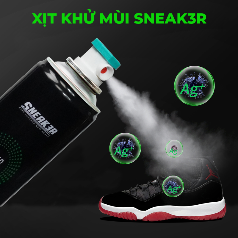 Xịt khử mùi giày Sneaker SNEAK3R  loại bỏ mùi hôi chân, ngăn ngừa mồ hôi, vi khuẩn công nghệ bạc AG+ tích 260ml