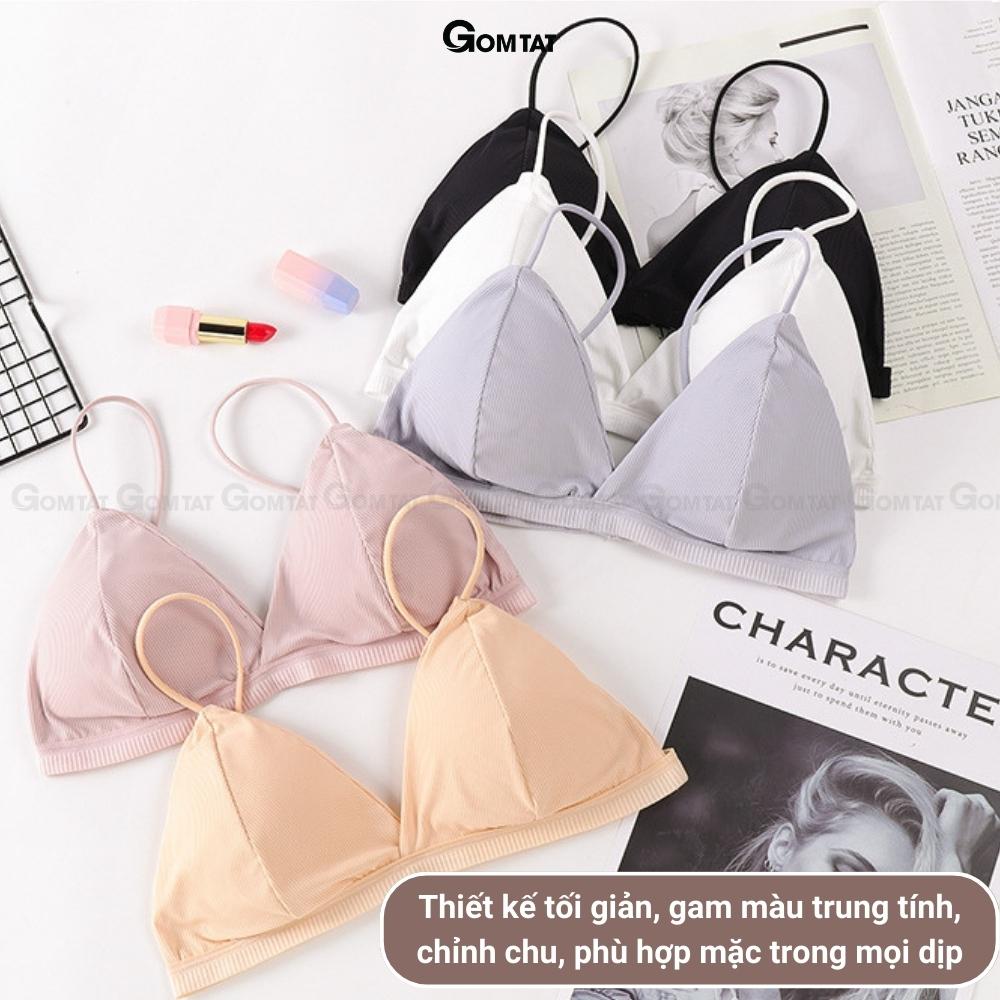 Áo bra nữ hai dây GOMTAT vải cotton co dãn thấm hút dây lưng mảnh mút mỏng không gọng, lên form ngực xinh -BRADAY-006