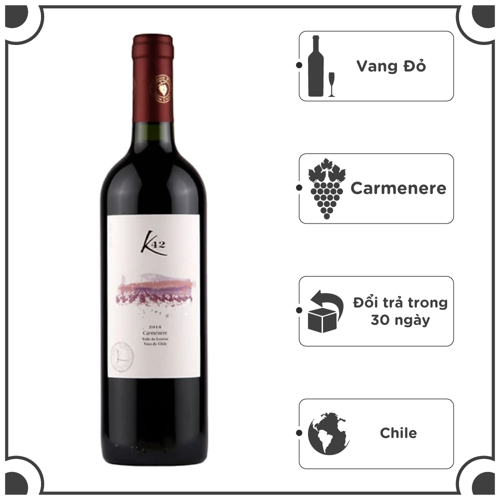 Rượu vang Chile Korta Varietal K42 Carmenere