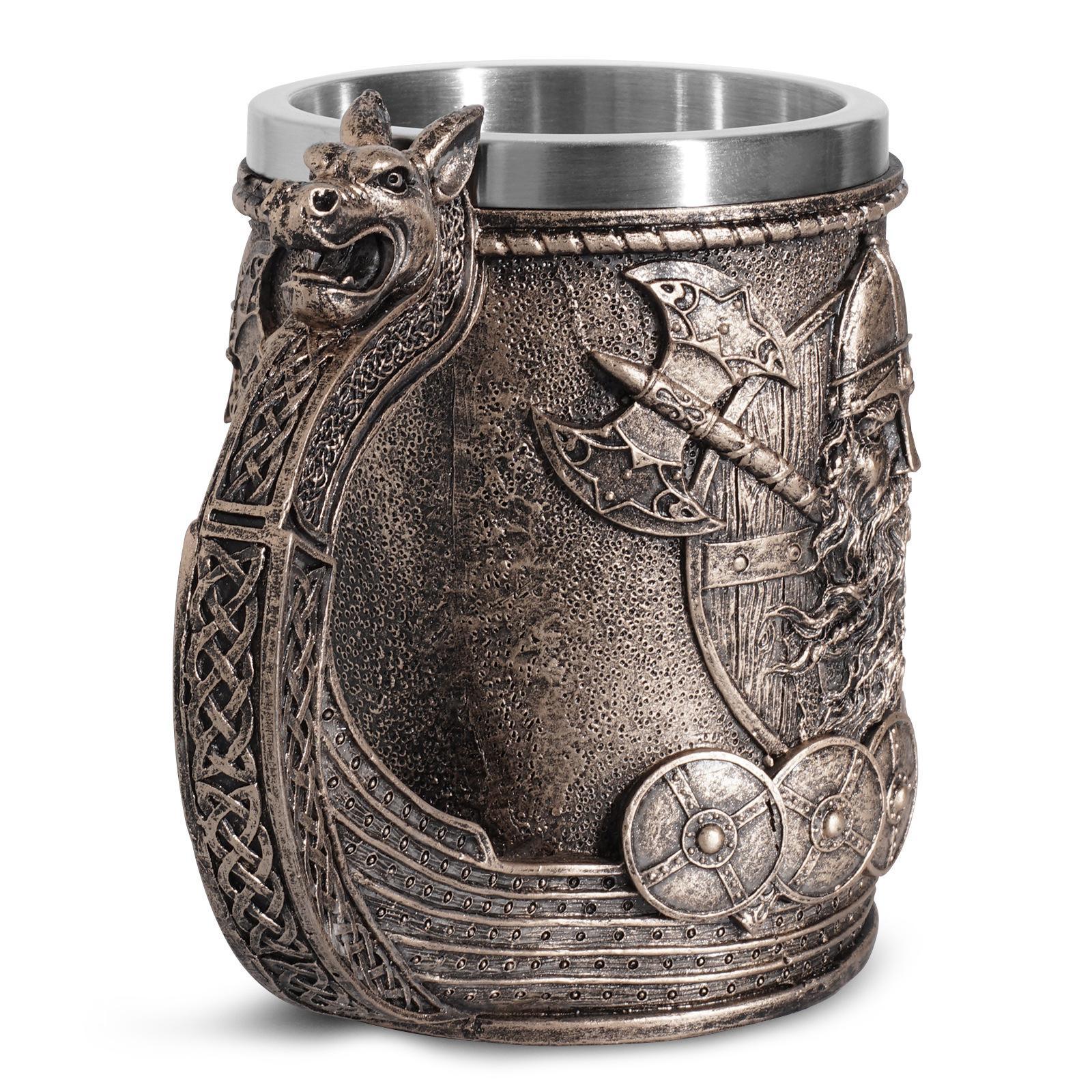 Cốc bia Viking Viking sáng tạo Cốc nước lớn Cốc thép không gỉ