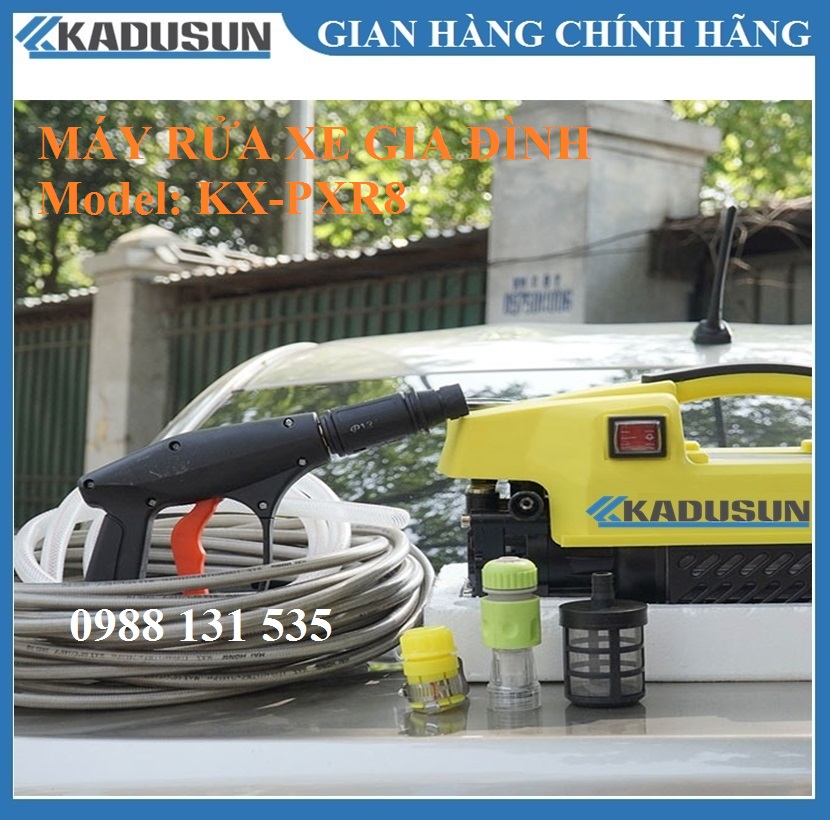 Hình ảnh Máy rửa xe Kadusun| Máy phun xịt áp lực cao| Mô tơ cảm ứng từ| Điều chỉnh áp lực| Chế độ thông minh Auto Stop| Máy rửa xe mini | Máy xịt rửa gia đình tặng bình bọt tuyết