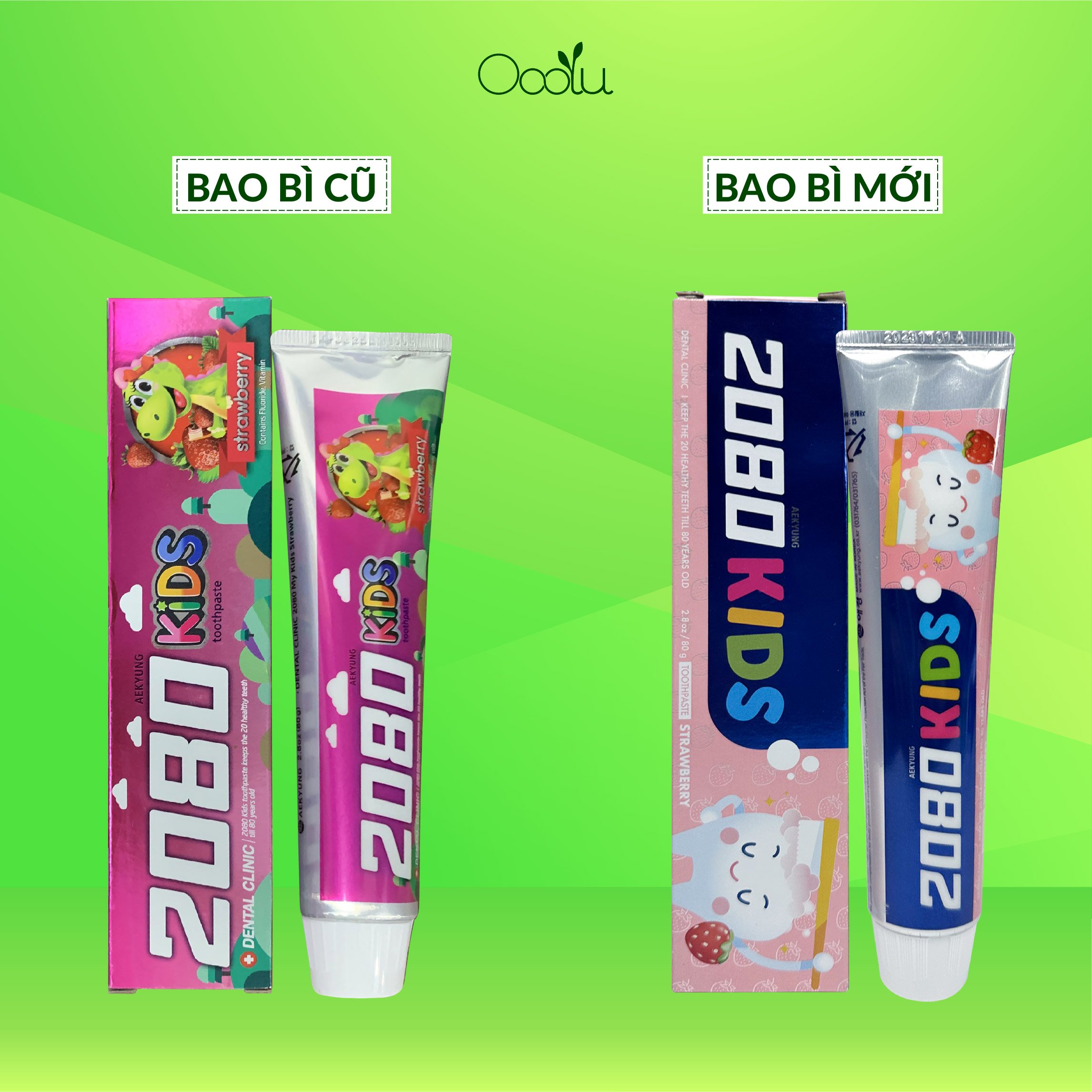 Kem đánh răng trẻ em cao cấp Hàn Quốc 2080 Kid's Toohtpaste hương dâu 80g