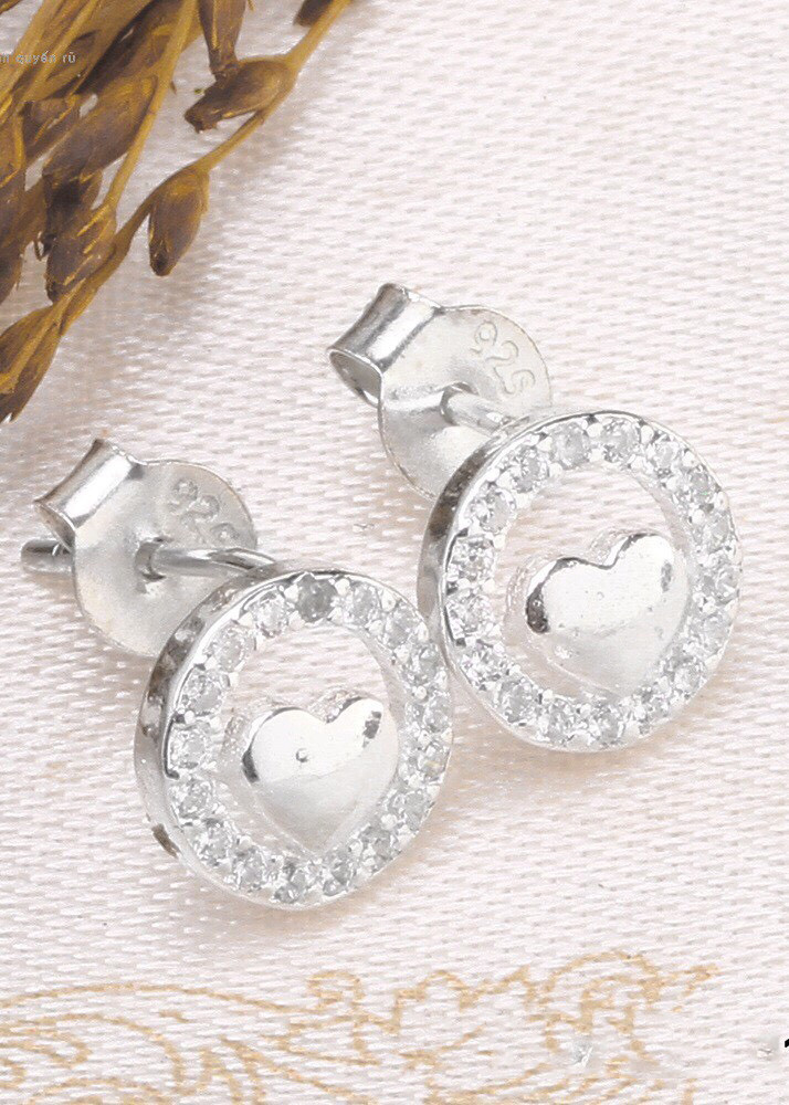 Bông tai bạc nữ trang sức bạc Ý S925 Bạc Xinh Huệ Ngân - Trái tim yêu thương RYE140811