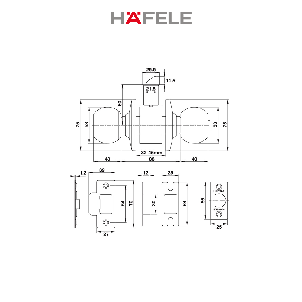 Bộ khóa 4 ổ khóa tròn và chìa chủ Hafele - 489.93.253 (Hàng chính hãng)