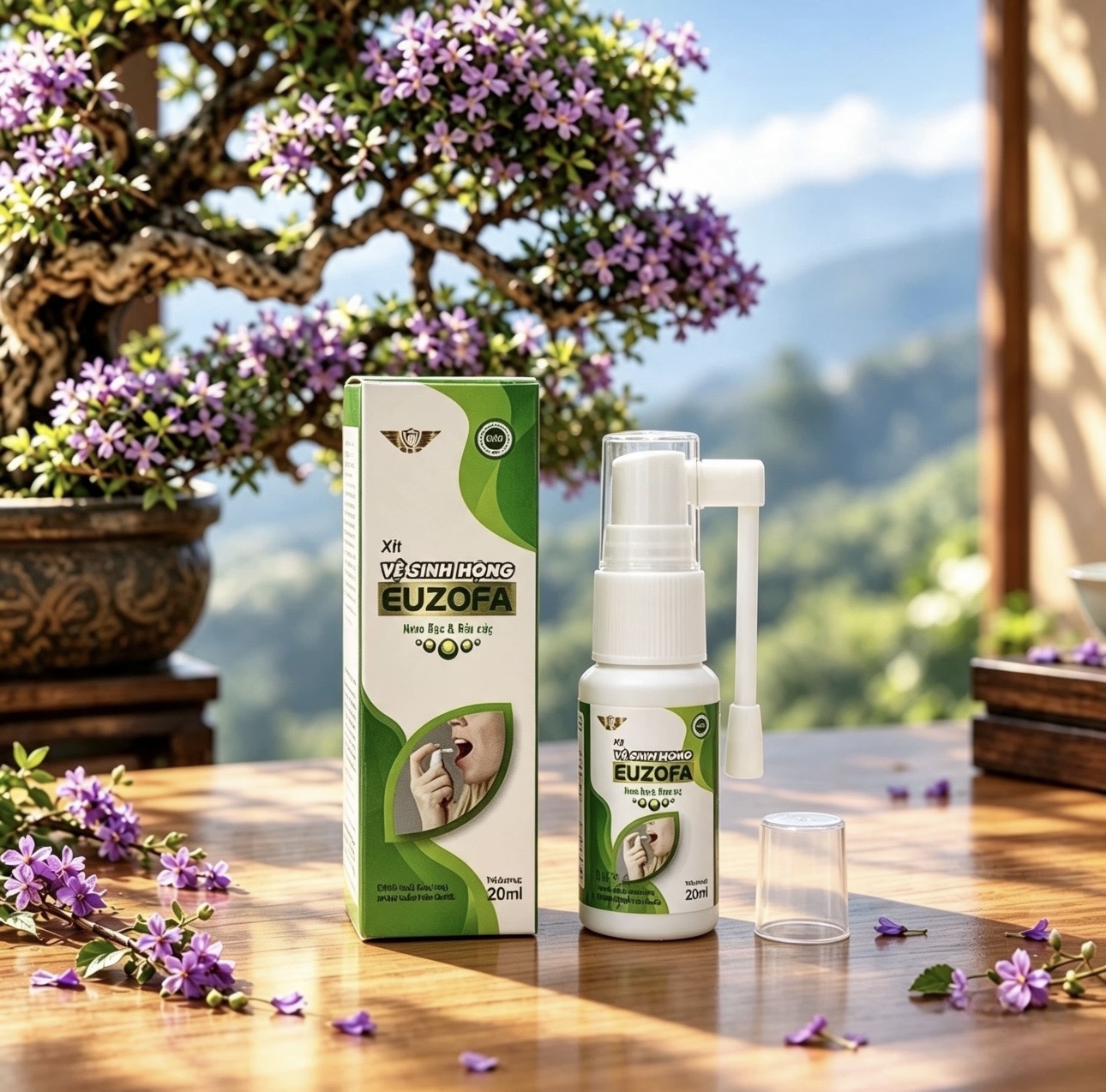 Xịt vệ sinh họng euzofa Kingphar , chai 20ml , giảm ho, đau rát họng, khan tiếng