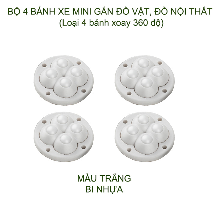 Bộ 4 bánh xe mini 4 gắn đồ vật, đồ nội thất đa năng giúp dễ dàng di chuyển