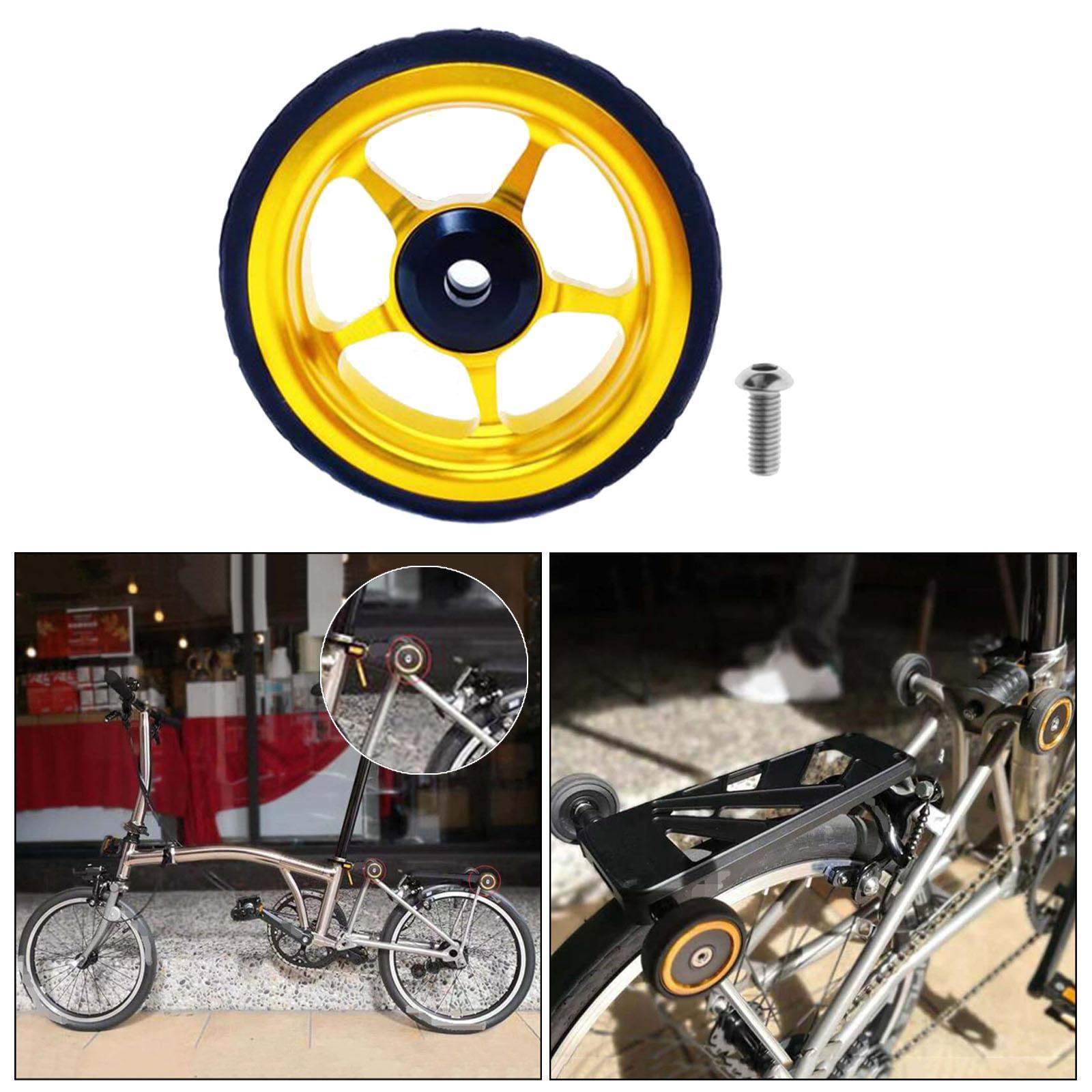 2-6pack Easy Wheel for Folding Bike EZ Wheels Wheel Easywheel Golden