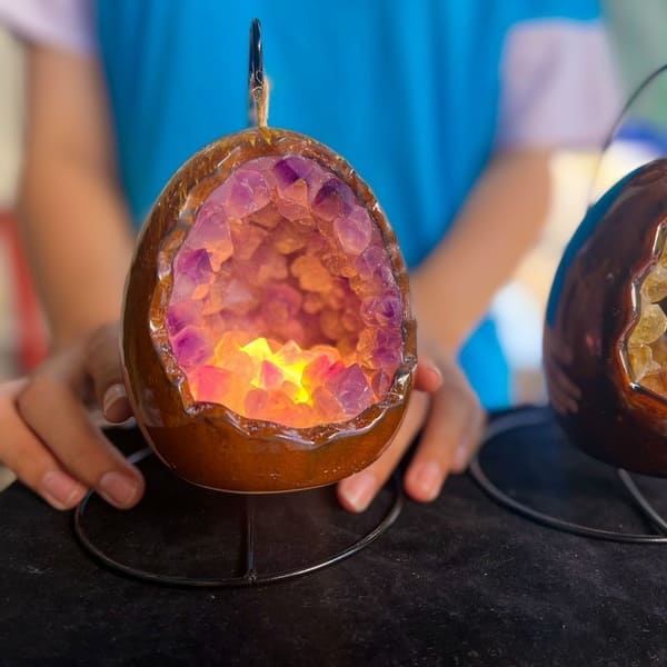 Đèn Ngủ Tinh Thể Thạch Anh Tím Giúp Ngủ Ngon, Thư Giãn, Trang Trí Nhà Cửa
