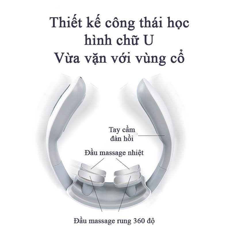 Máy Massage Cổ Vai Gáy Xung Điện Hồng Ngoại Trị Liệu 6 Chế Độ Đa Năng Cao Cấp Gối Mát Xa Cổ Chữ U 4 Miếng Dán Điện Từ 20 Cấp Độ Tùy Chọn Massage Nhiệt Giúp Làm Giảm Đau Nhức Cổ