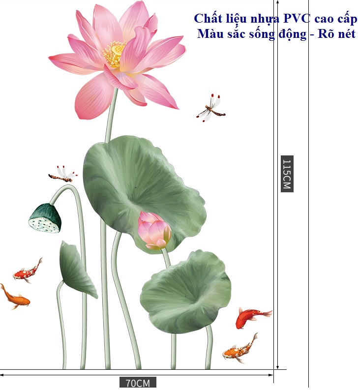 Decal dán tường tự dính-Sen phong thủy