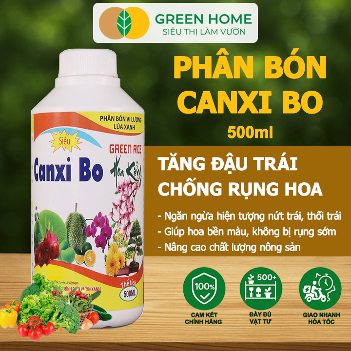 Phân Bón Vi Lượng Canxi Bo GreenHome, Chai 500ml, Chống Rụng Hoa, Tăng Đậu Trái, Giúp Trái Lớn Nhanh