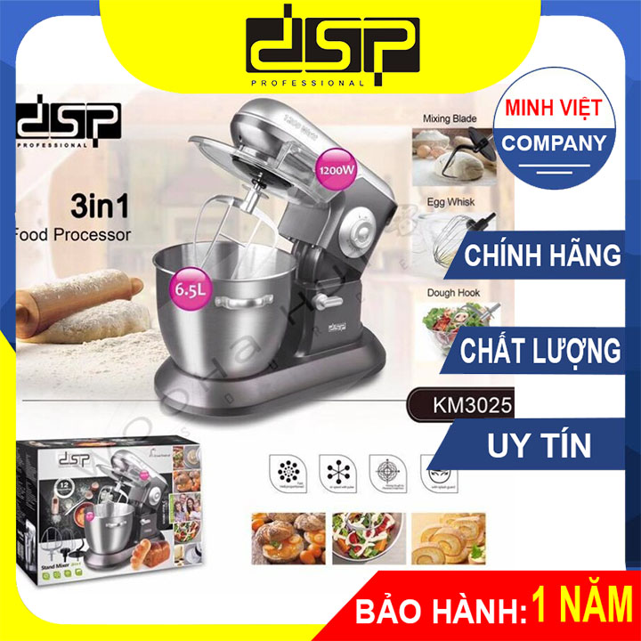 Máy trộn bột, đánh trứng 6.5 lít cao cấp hàng chính hãng DSP KM3025 - Công suất 1200W