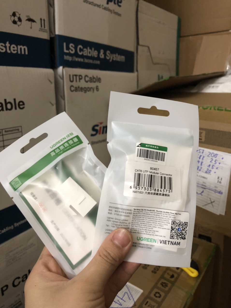 Bộ ổ cắm mạng âm tường Ugreen gồm Mặt, nhân mạng CAT5, CAT6, CAT7 hàng chính hãng