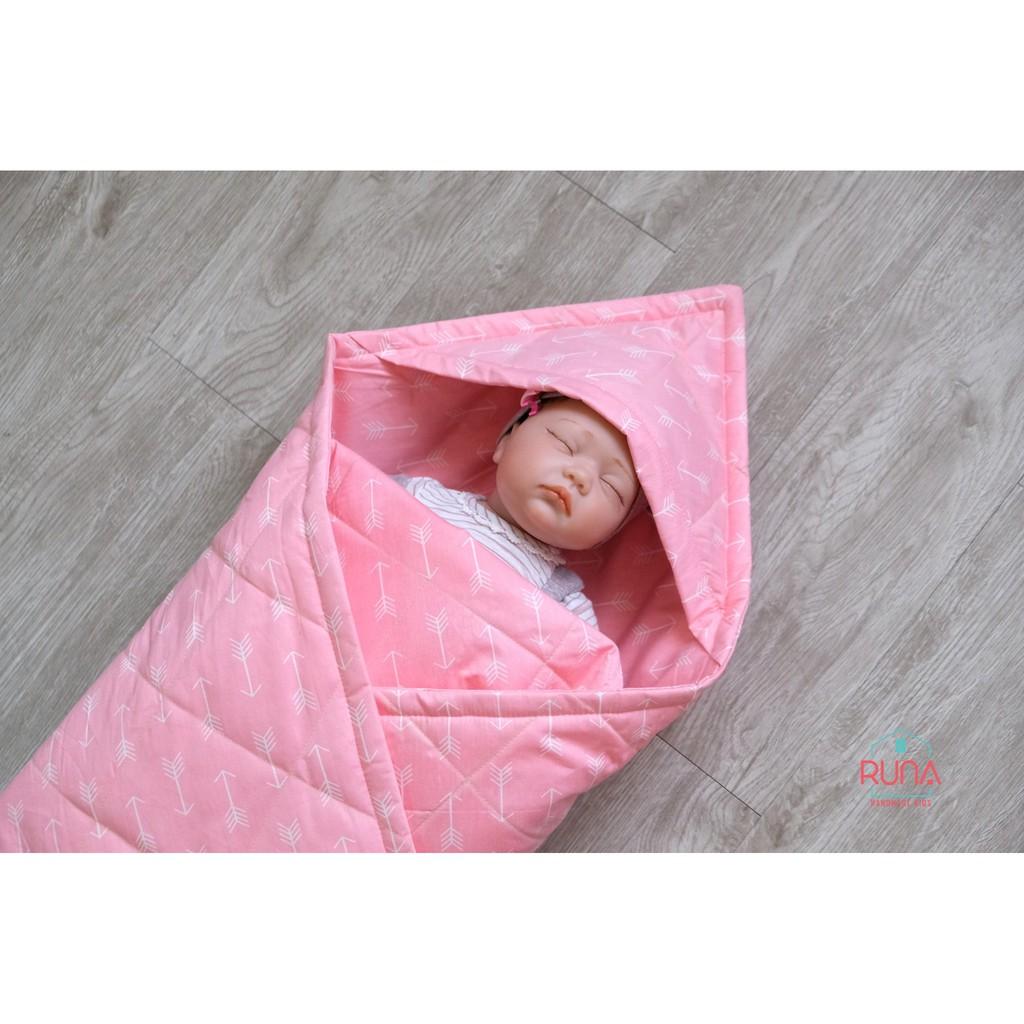 Chăn bế chần bông cho trẻ sơ sinh RUNA KIDS chất liệu Cotton Hàn 100% cao cấp, thoáng khí mềm mịn, an toàn cho bé