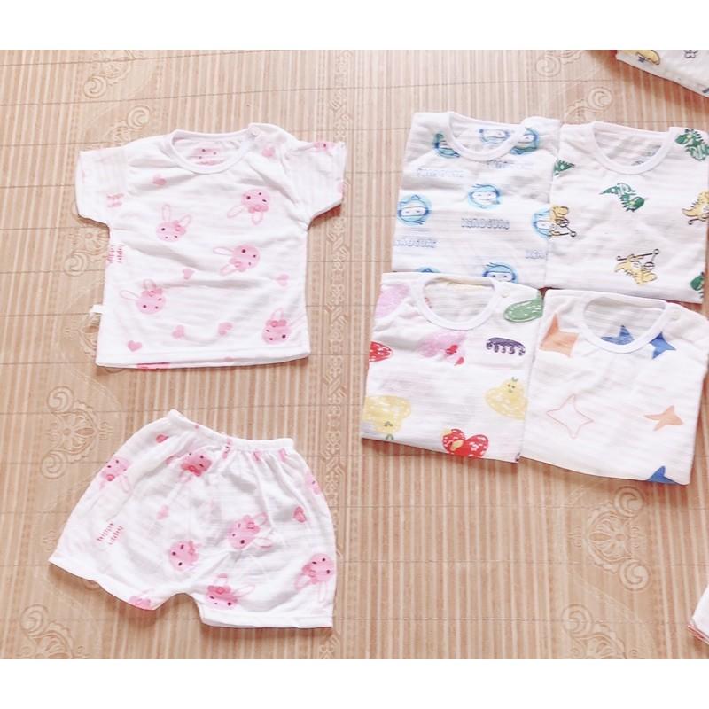 BÁN CHAY-Bộ đồ cotton sợi tre màu cho bé sơ sinh(4-16kg)