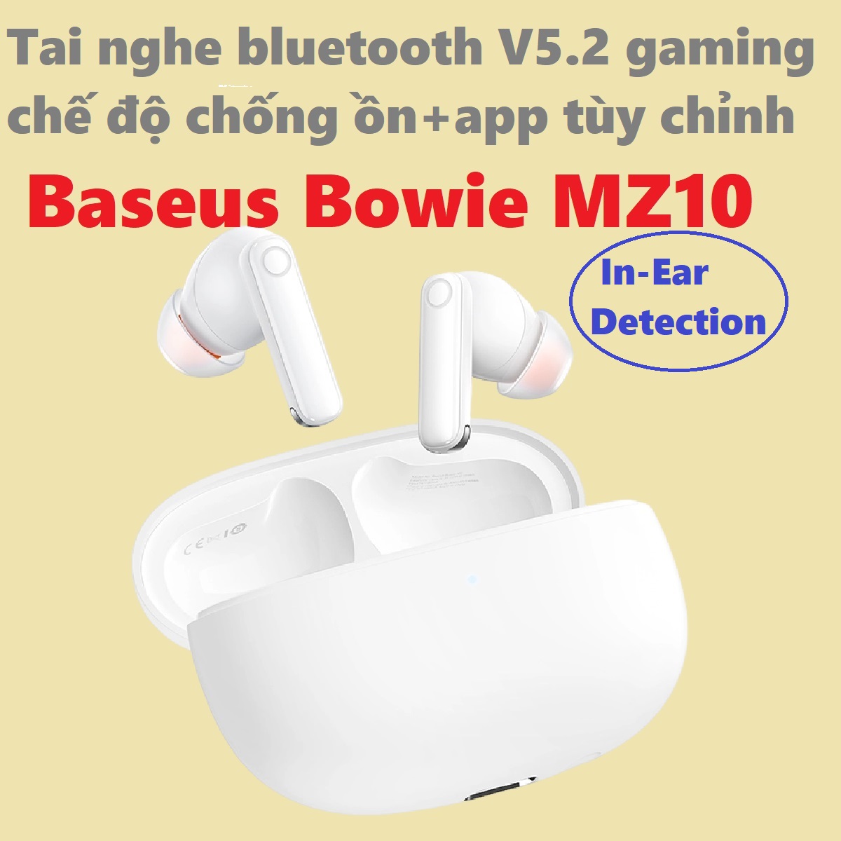 Tai nghe nhét tai bluetooth V5.2 Gaming chế độ chống ồn app tùy chỉnh Baseus Bowie MZ10 _ Hàng chính hãng