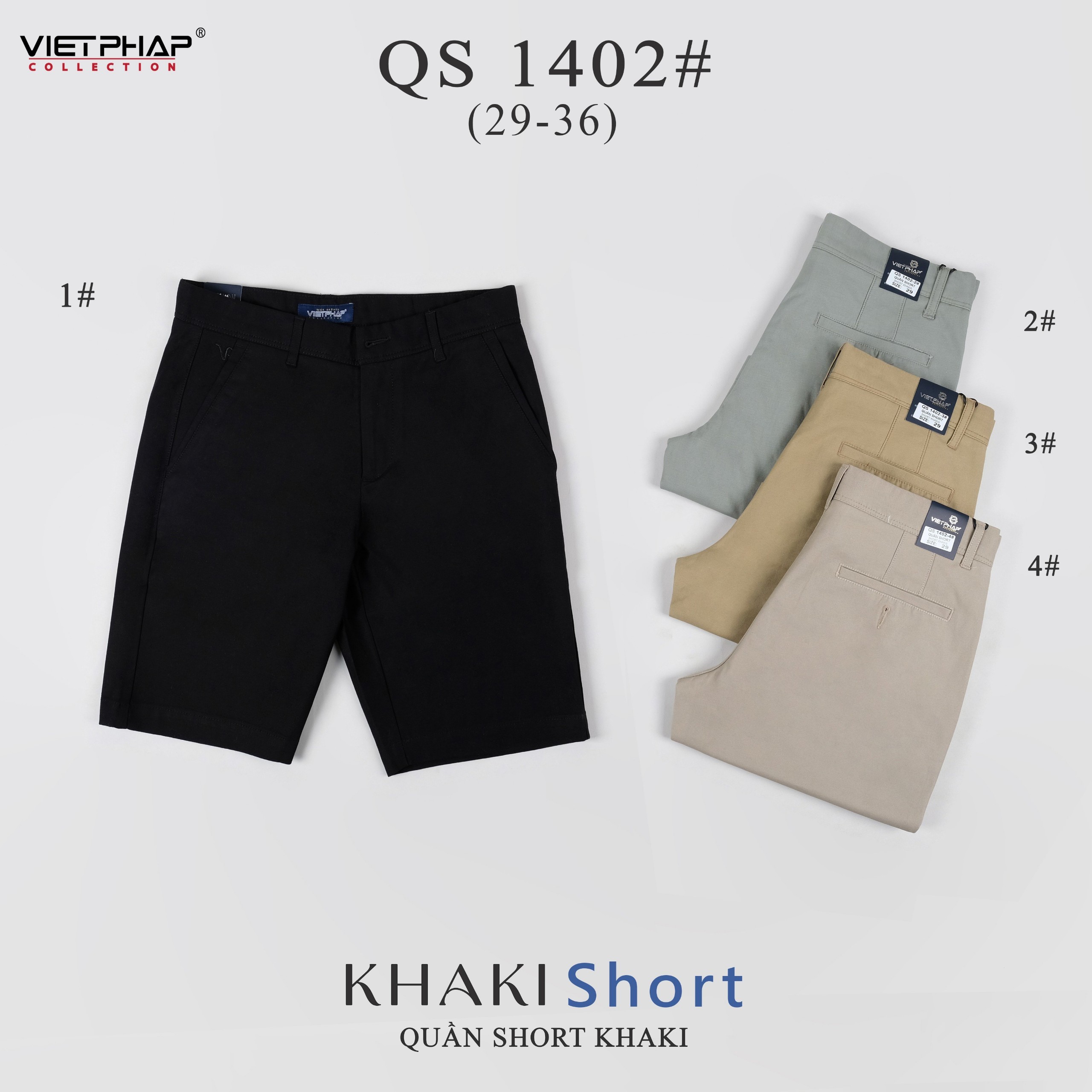 Quần Short Kaki Cao Cấp VIỆT PHÁP/ Form Basic/ Thêu logo sườn, chất liệu dệt cotton mềm mịn hút mồ hôi không phai màu 1402