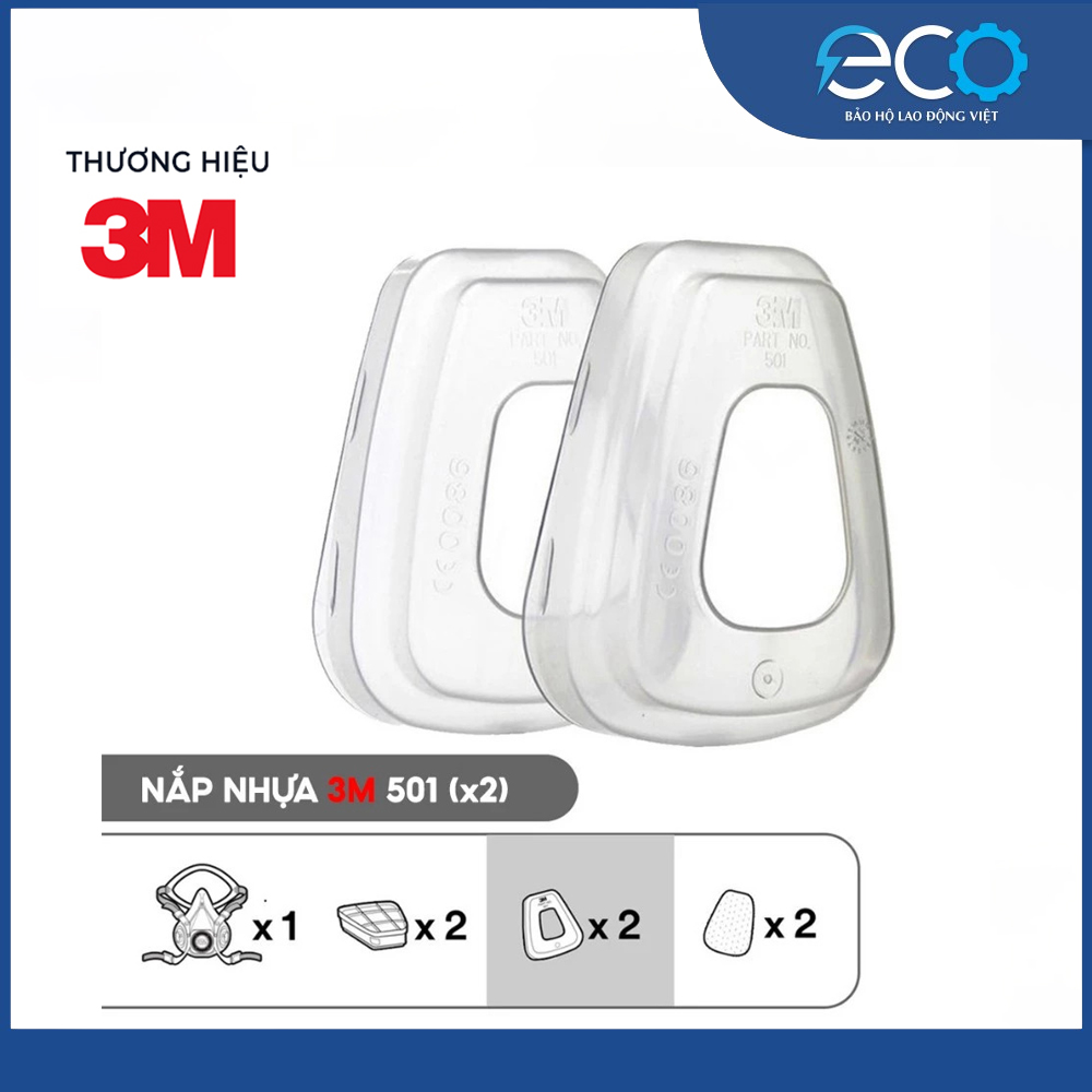 Bộ mặt nạ phòng độc 3M 6100/6200 với phin lọc 6003 kết hợp tấm lọc bụi 5N11 cùng nắp giữ 501 (7 món)