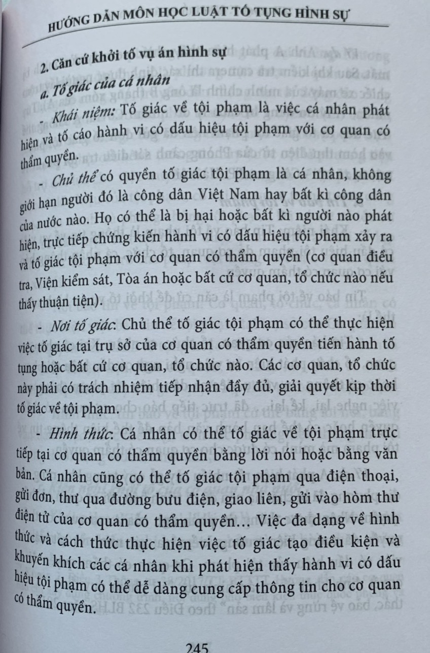 Hướng dẫn môn học Luật tố tụng hình sự