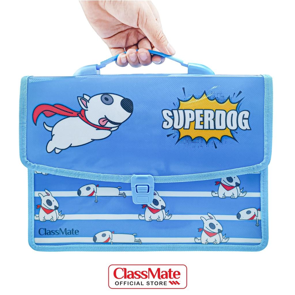 Cặp học thêm 2 ngăn CLASSMATE Hình Super Dog Mới Lạ, Chất Liệu Nhựa Nguyên Sinh An Toàn CL-SB604 (34,5 x 24 x 10cm)