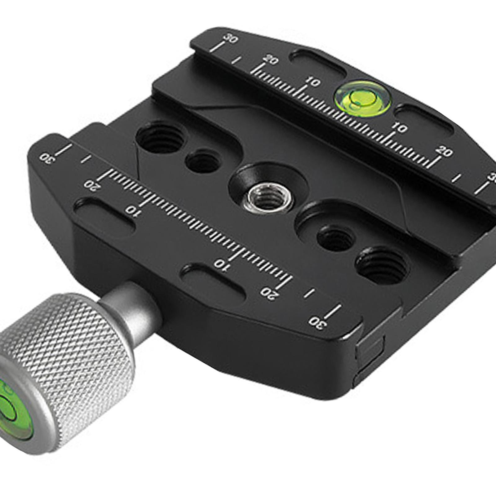 Quick Release Plate Clamp for Camera Tripod with 2x Spirit Level Plate Mount Adapter