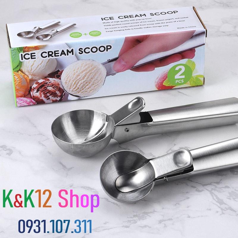 Dụng cụ múc kem, trái cây bằng inox . Muổng múc kem đa năng