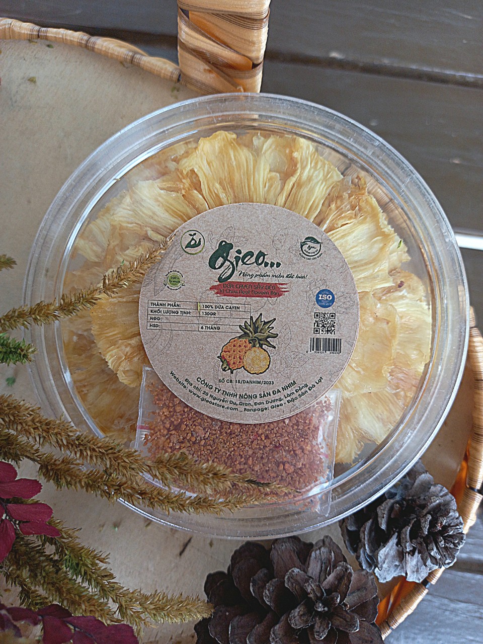 Dứa CAYEN sấy dẻo - vị chua ngọt nguyên bản -130 gram