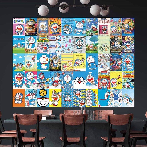 DORAEMON - Set 50 tấm 22x30cm decal dán tường trang trí decor quán nhà cửa chủ đề Hoạt hình Doraemon