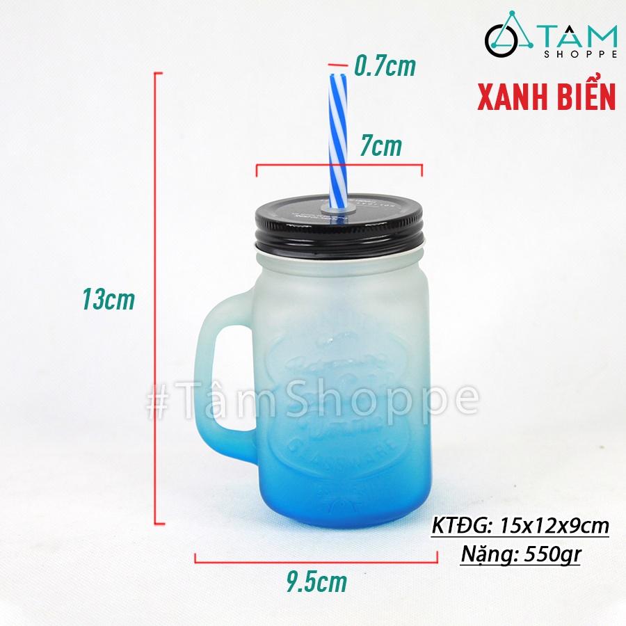 Ly thủy tinh thân vuông có quai mờ nhiều màu LATT-06
