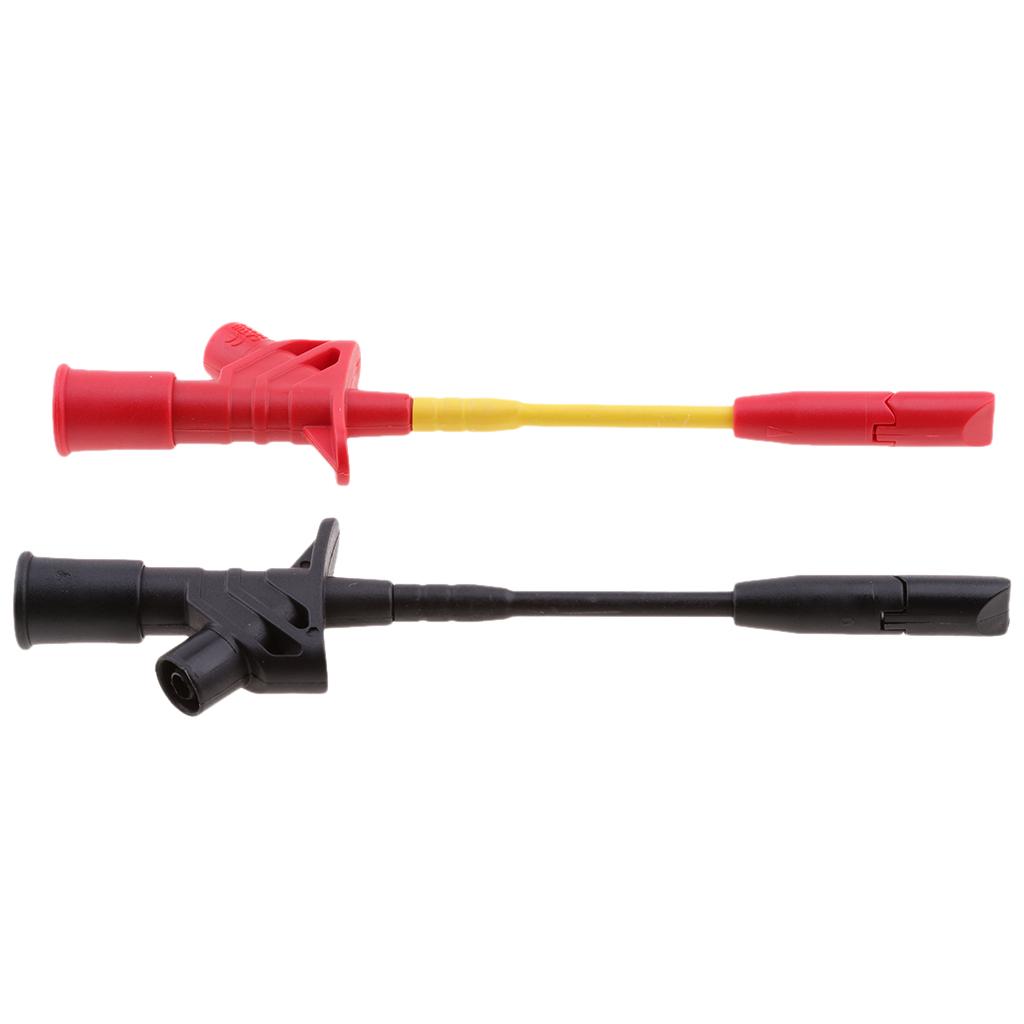 2x Insulated Quick Piercing Test Clips Multimeter Test Probe Spring Load