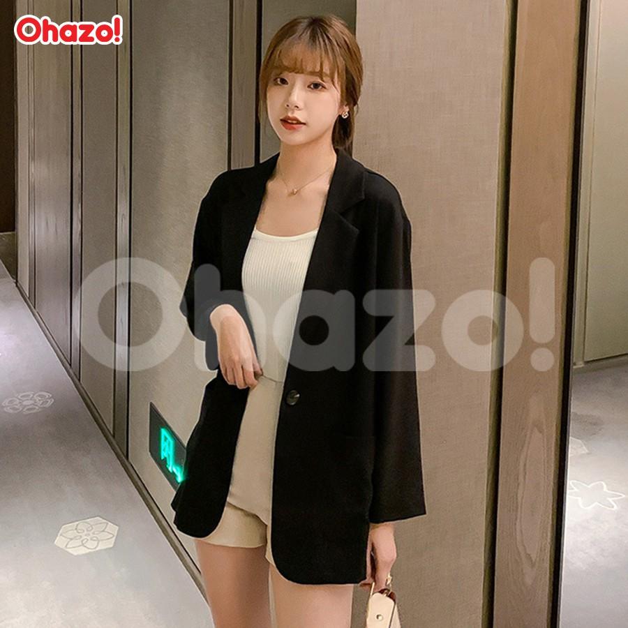 Áo vest nữ blazer tay dài dáng dài màu trơn thiết kế trẻ trung trang nhã - Áo mẫu 1 cúc sang trọng - AG117