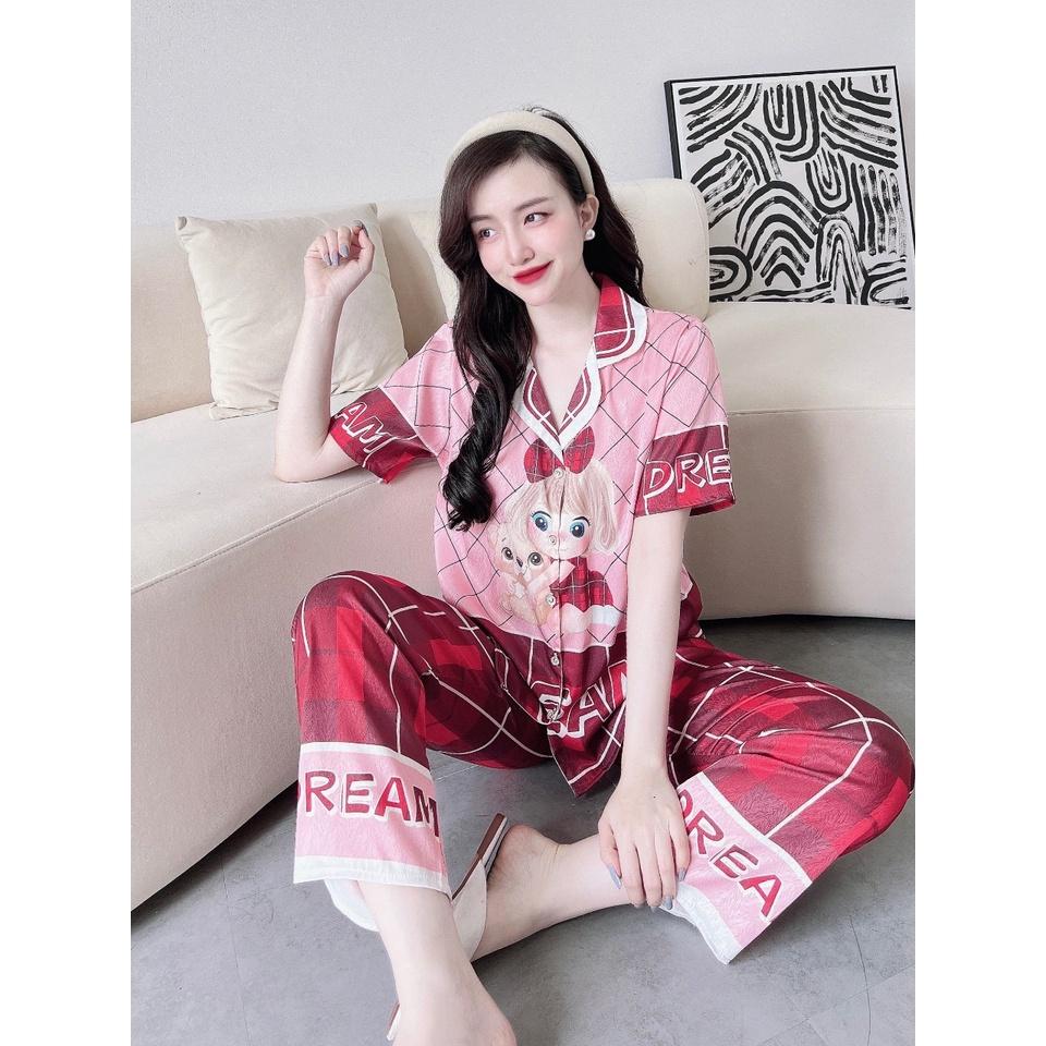 Bộ Pyjama lụa xước ánh kim cao cấp (free size: 45kg đến 65kg) HÀNG THIẾT KẾ MỚI.