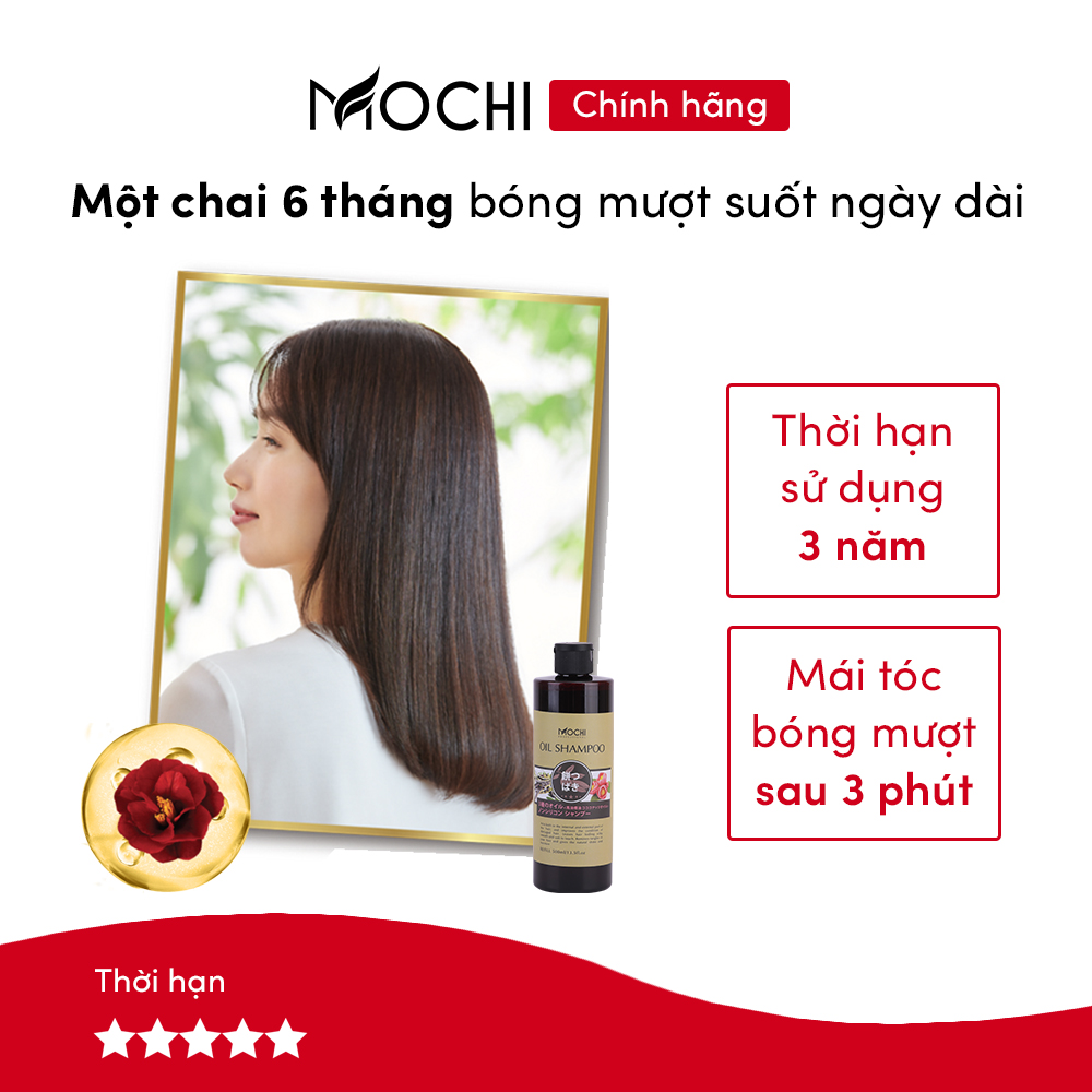 Dầu gội bồ kết hoa trà Mochi Nhật Bản 500ml. Phục hồi hư tổn, dưỡng mượt, cấp ẩm trong 3 phút