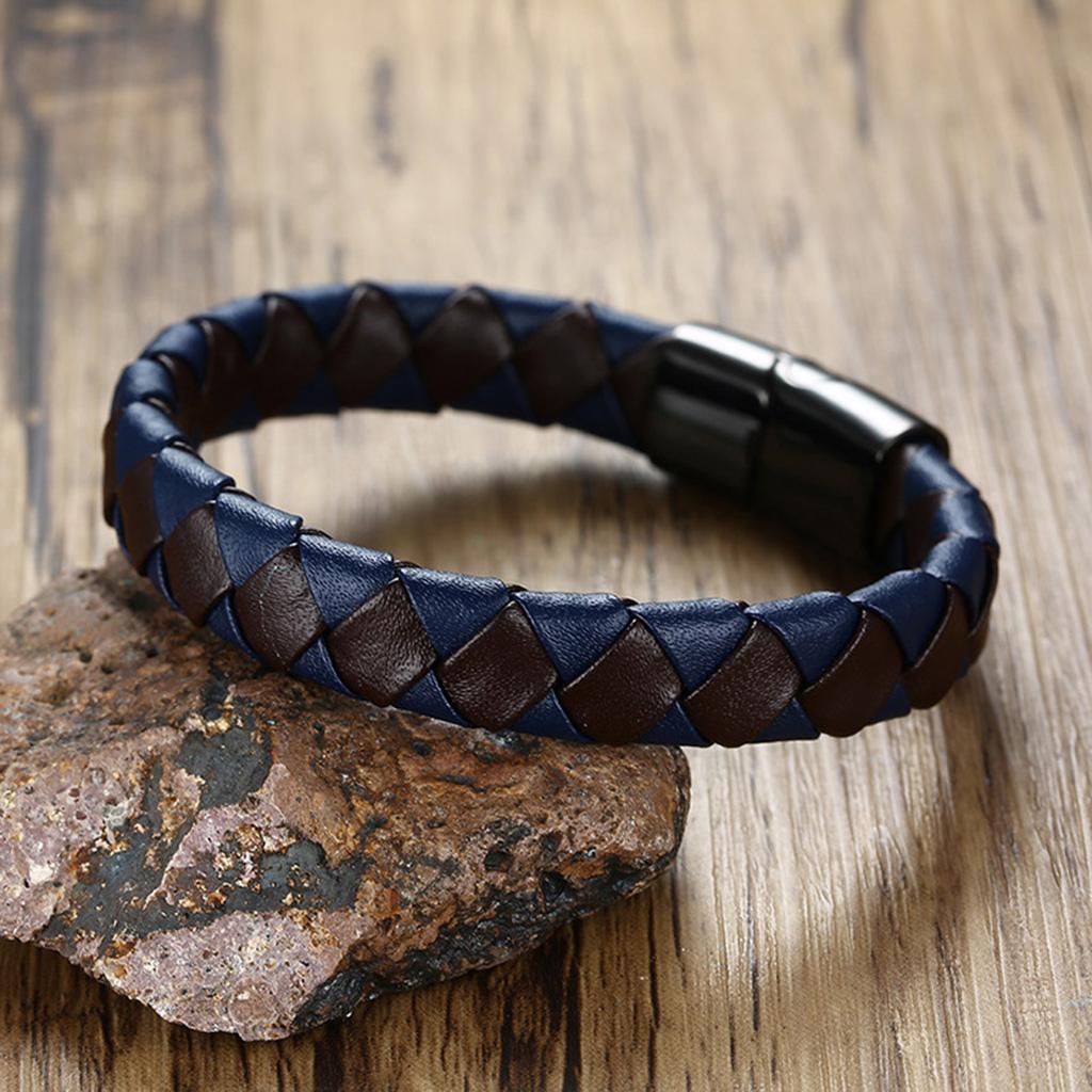 Mens Stainless Steel Bracelet Leather Bracelet Mens Gifts As Described