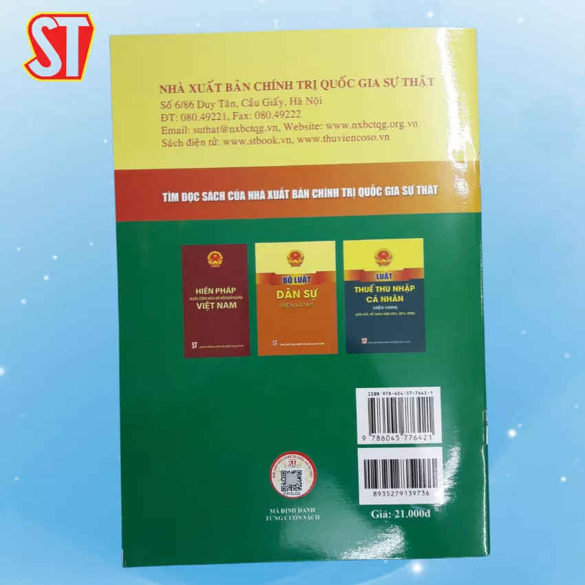 Sách Luật Thuế Tiêu Thụ Đặc Biệt (hiện hành) (sửa đổi, bổ sung năm 2014, 2016, 2022) - NXB Chính Trị Quốc Gia Sự Thật