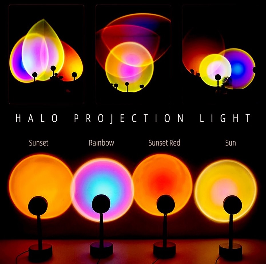 Đèn Led Sunset Quay Tiktok Siêu Hot, Đèn Chiếu Màu Hoàng Hôn Chụp Ảnh, Quay Video Decor Ảo Diệu Tặng kèm Cục Sạc Điện Thoại