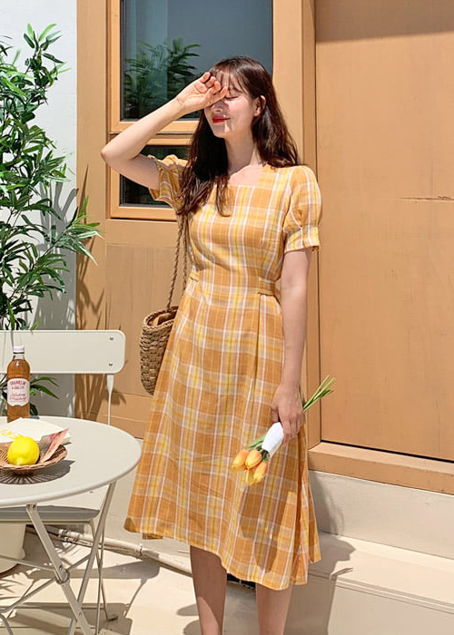 Đầm Dài Kẻ Sọc Tay Bồng Freesize