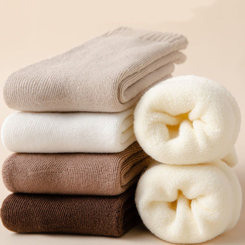 Set 5 đôi tất vớ Cotton lót lông giữ nhiệt cao cổ siêu ấm màu Pastel cho nữ