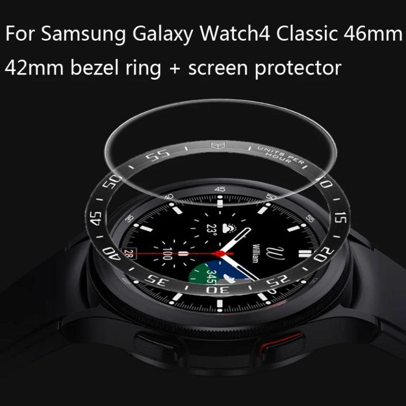 Khung viền bezel (benzen) + kính cường lực 2.5D cho Samsung galaxy watch 4